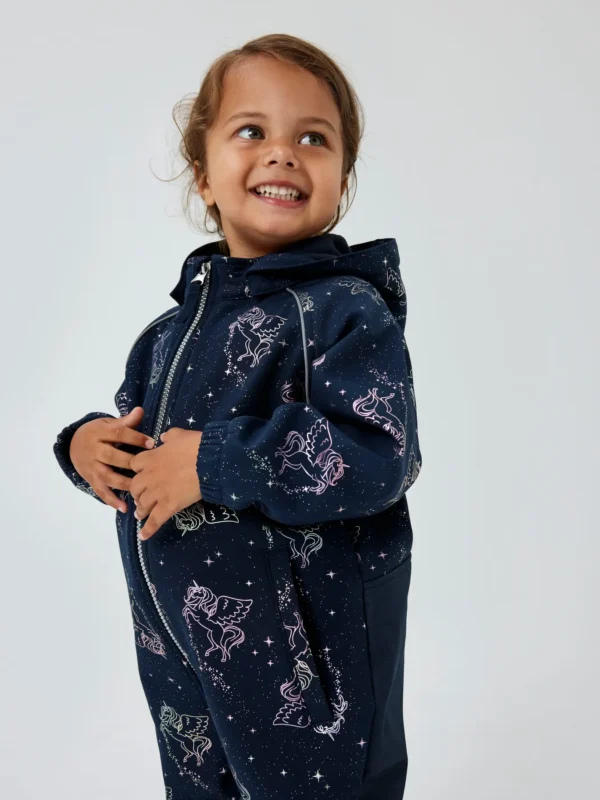 NMMALFA08 Name it softshell kombe 'Dark Sapphire Unicorn foil'