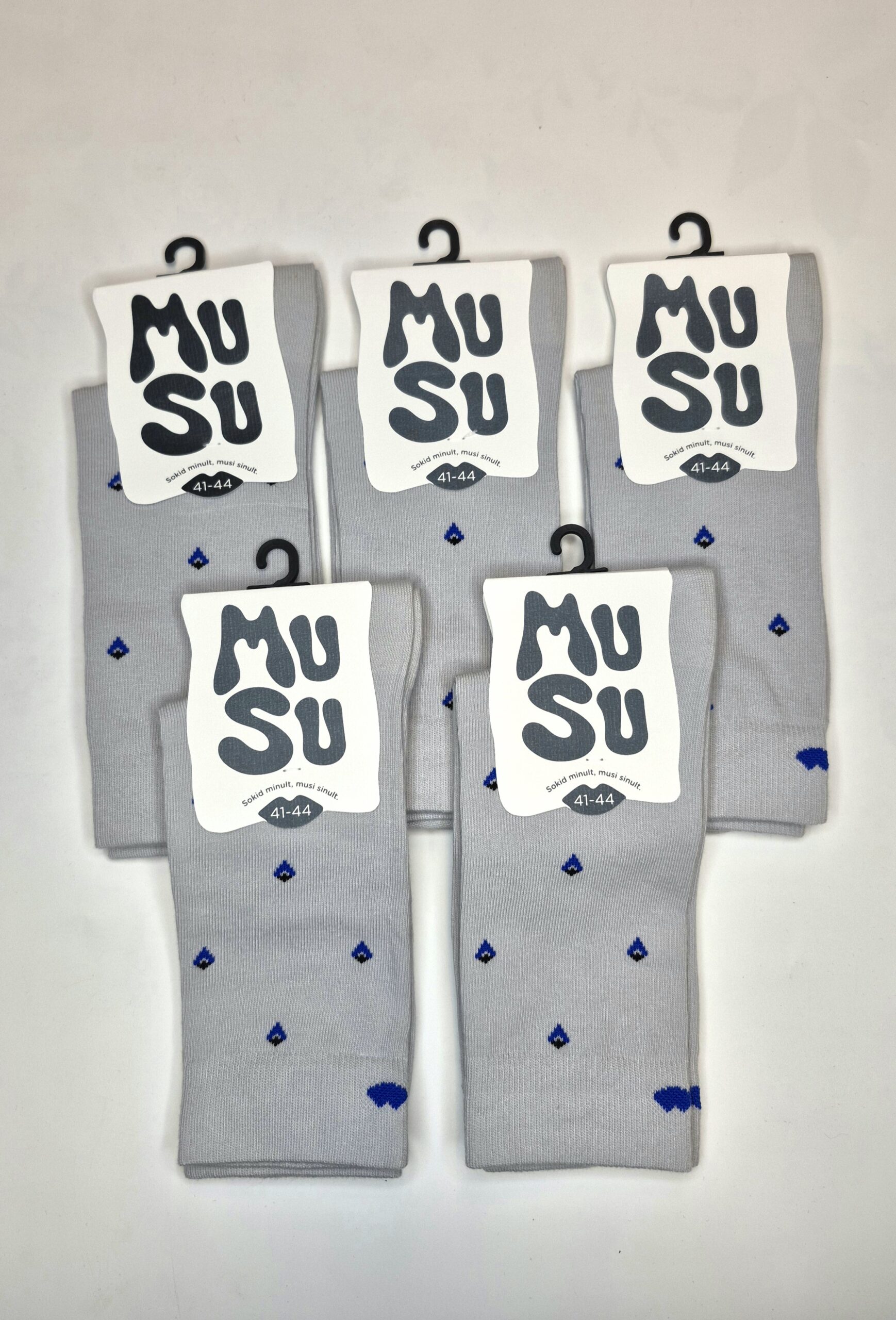 Meeste puuvillased sokid 'Helehall MuSu' suurus 41-44 (5 paari)