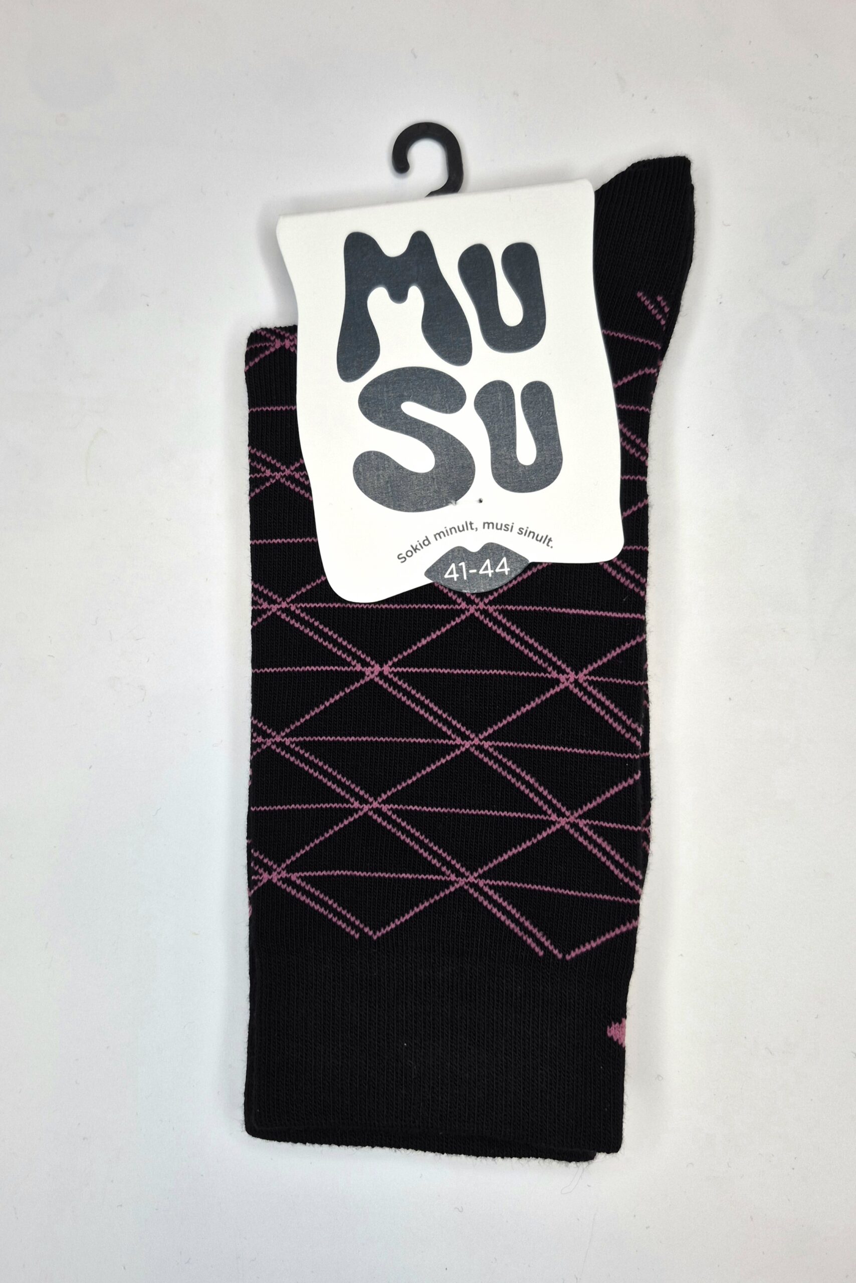 Meeste puuvillased sokid 'Must & Roosa MuSu' suurus 41-44