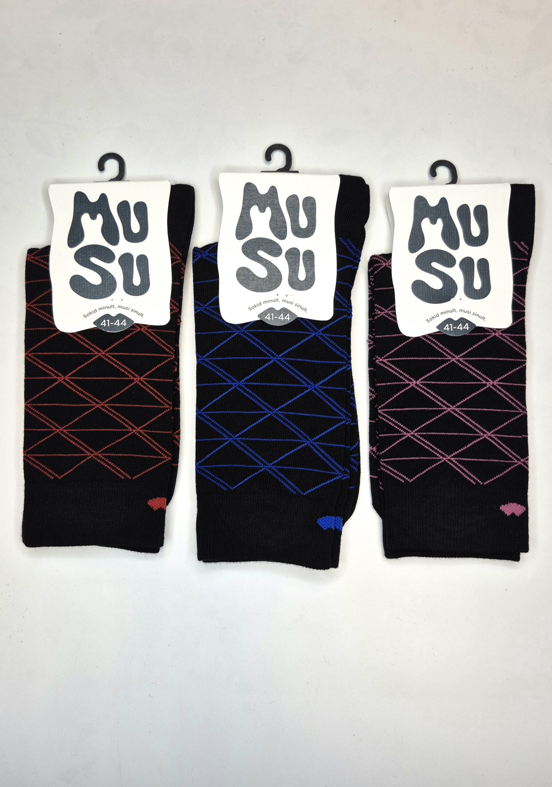 Meeste puuvillased sokid 'MuSu MIX' suurus 41-44 (3 paari)