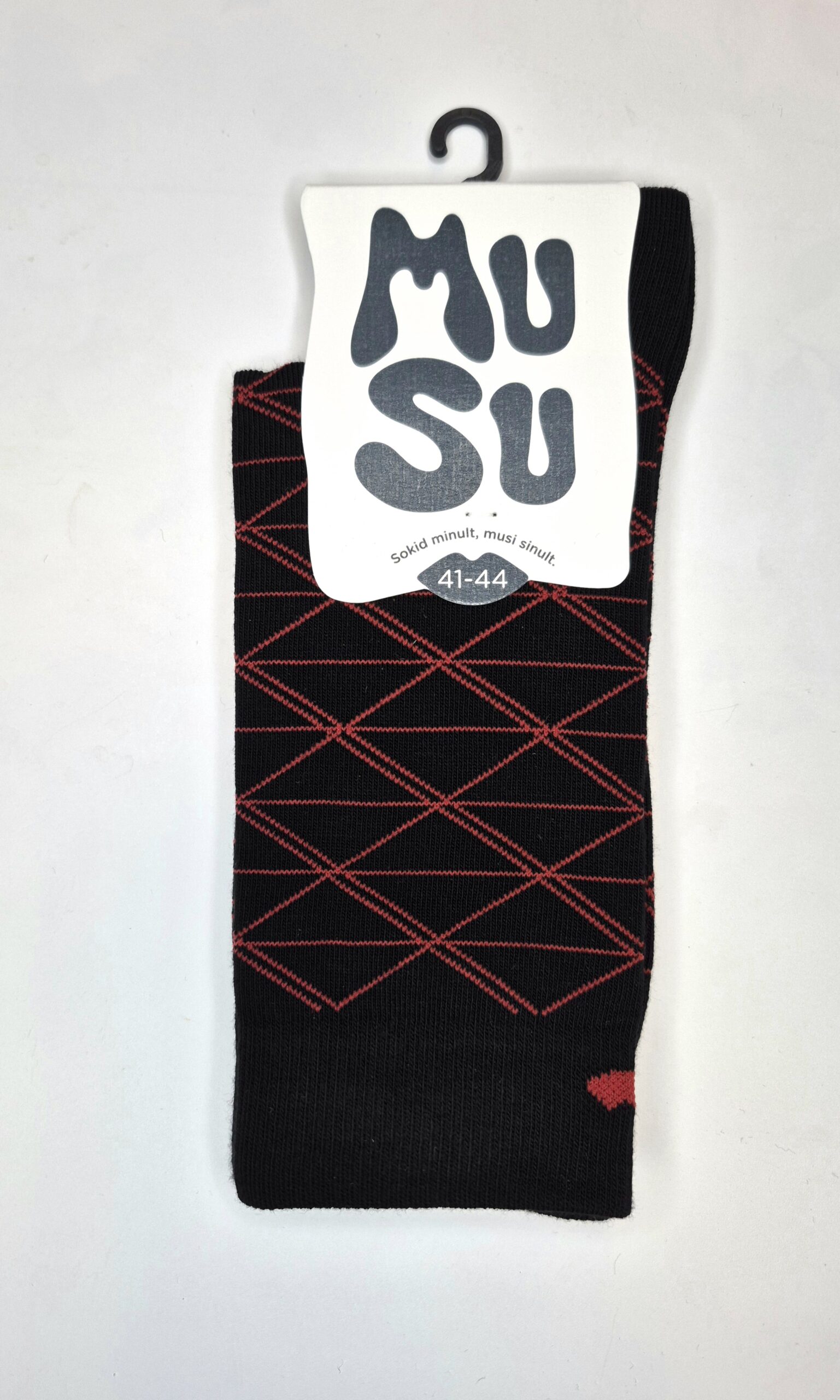 Meeste puuvillased sokid 'Must & punane MuSu' suurus 41-44