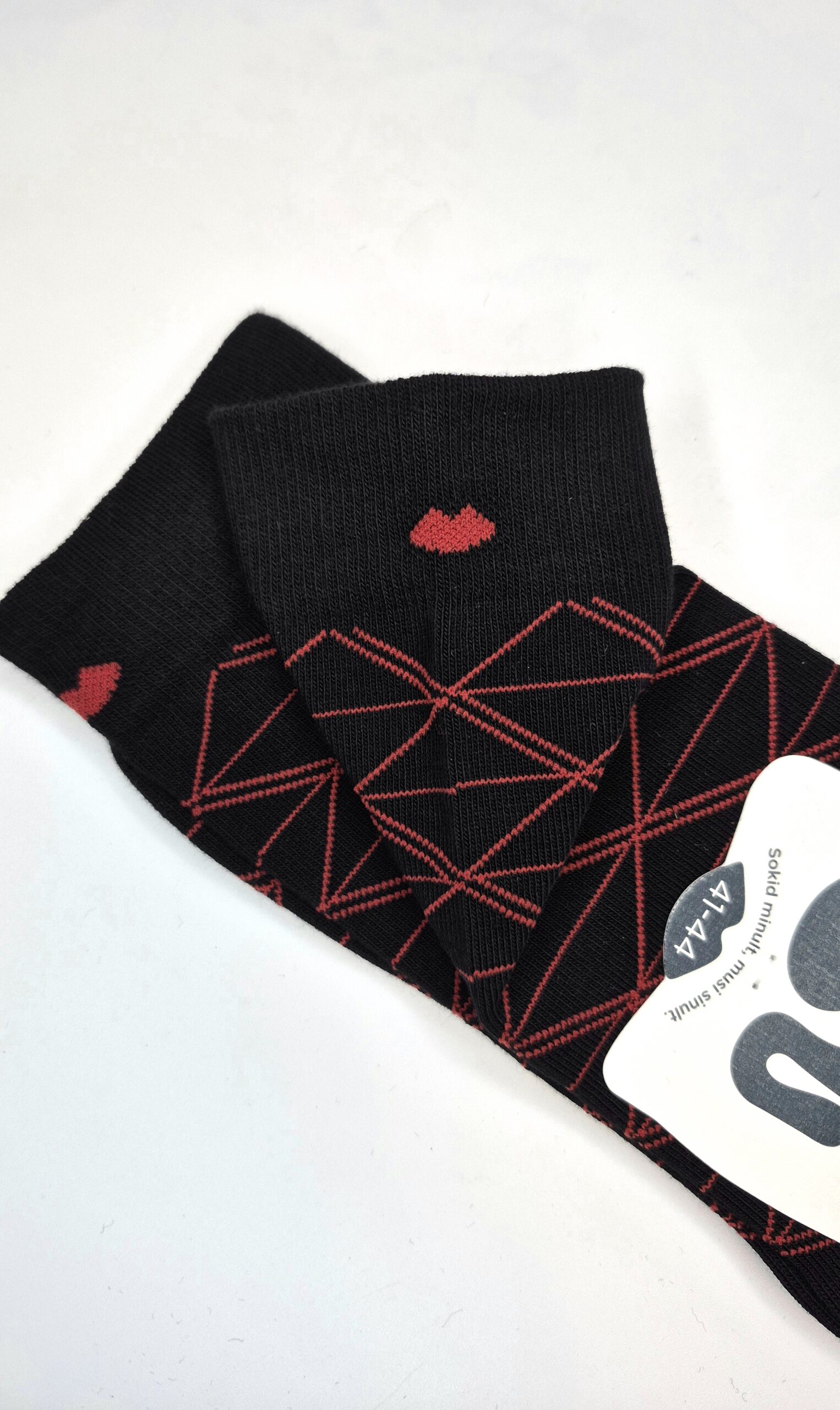 Meeste puuvillased sokid 'Must & punane MuSu' suurus 41-44