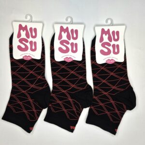 Naiste puuvillased sokid 'Must & Punane MuSu' suurus 37-40 (3 paari)